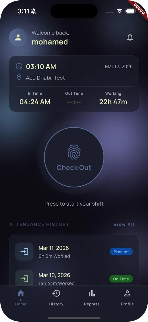 Hadir Mobile App - Check In